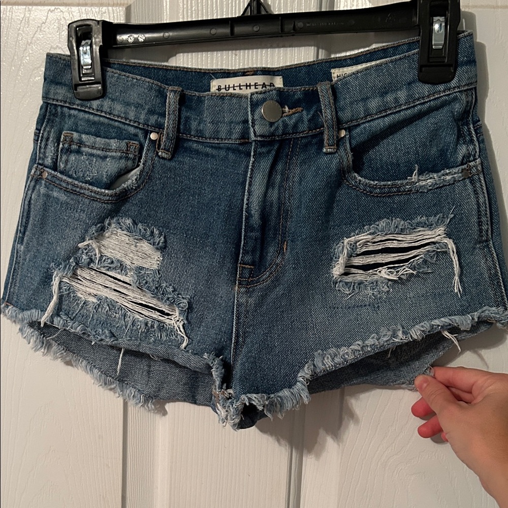 Blue Distressed Women Shorts